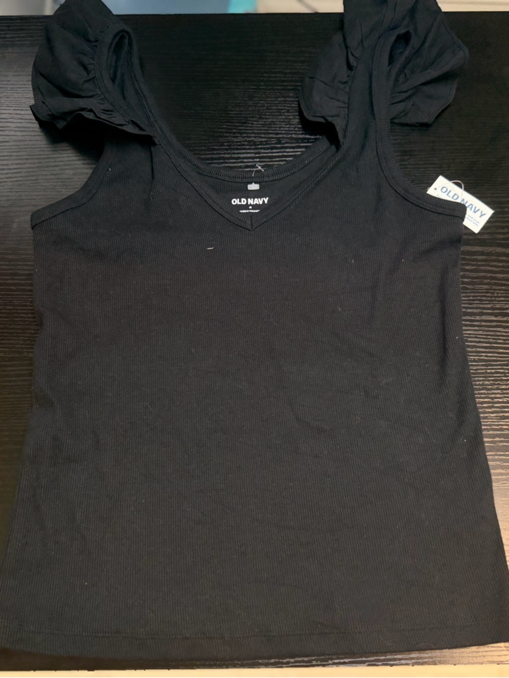 Old Navy Black Ruffle Strap Tank